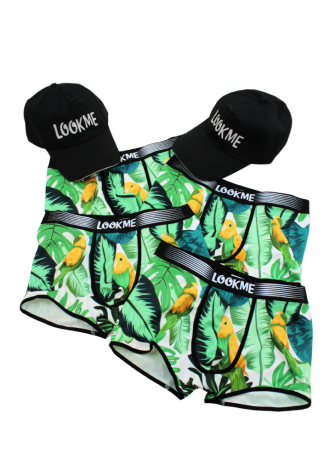 Pack 4 Boxer LM2402-67BIR LOOKME + 2 Casquettes Offertes